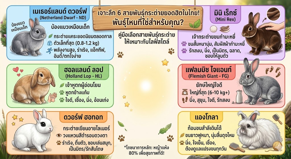 เจาะลึก 6 สายพันธุ์กระต่ายยอดฮิตในไทย! พันธุ์ไหนที่ใช่สำหรับคุณ?