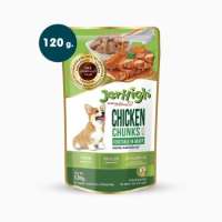 อาหารเปียกสุนัขแบบซอง JerHigh เนื้อไก่ชิ้นและผักในเกรวี่ (120 g)