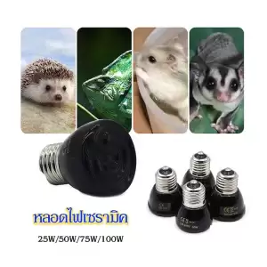 หลอดไฟเซรามิค หลอดไฟขั้ว E27 สีดำ หลอดไฟให้ความร้อน ไฟให้ความร้อน​สำหรับเต่าบกสัตว์เลื้อยคลานกกลูกนก