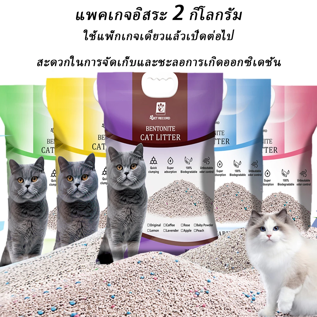ทรายแมว ครอกแมวเบนโทไนท์ มี 6 กลิ่นให้เลือก พลังฆ่ากลิ่นที่เหนือกว่า การดูดซับที่แข็งแกร่ง 6L/2KG