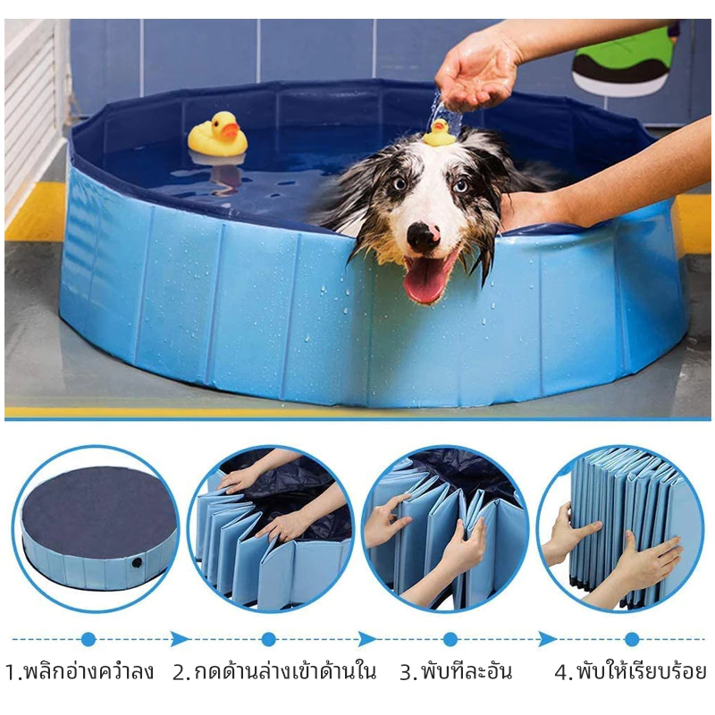 P&P【สินค้าพร้อมส่ง】สัตว์เลี้ยง สระว่ายน้ำ สระน้ำพับได้ สระ สระน้ำสุนัข หนาพิเศษ สระน้ำขนาดใหญ่ สระน้ำสัตว์เลี้ยง ภาพที่ 3