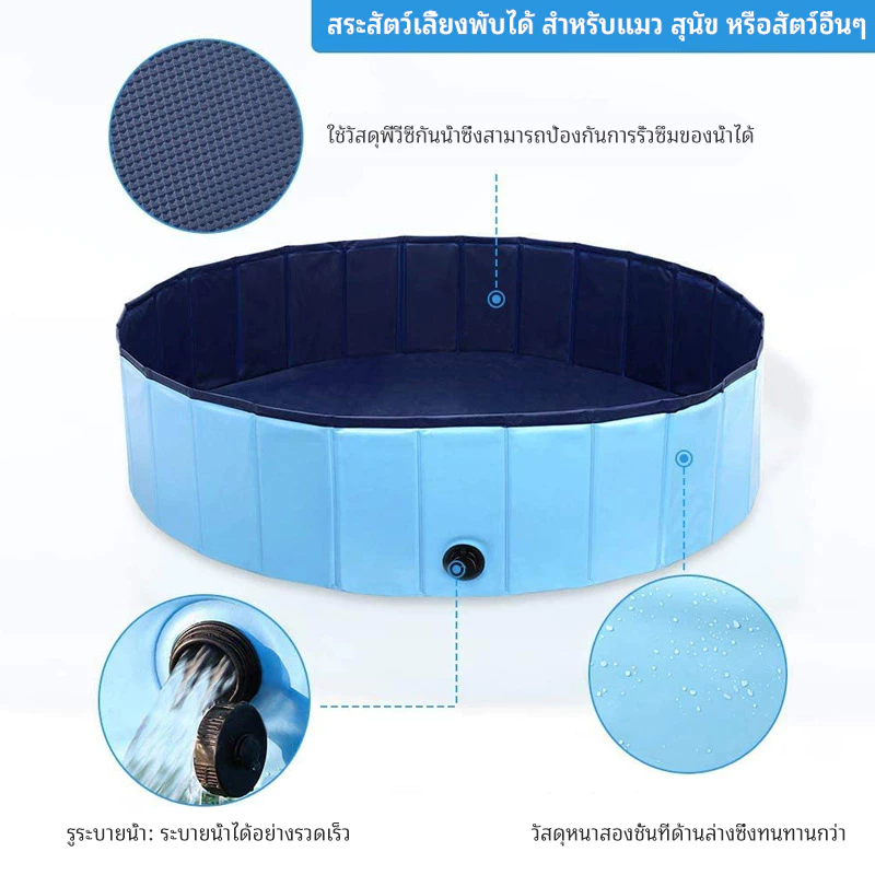 P&P【สินค้าพร้อมส่ง】สัตว์เลี้ยง สระว่ายน้ำ สระน้ำพับได้ สระ สระน้ำสุนัข หนาพิเศษ สระน้ำขนาดใหญ่ สระน้ำสัตว์เลี้ยง ภาพที่ 5