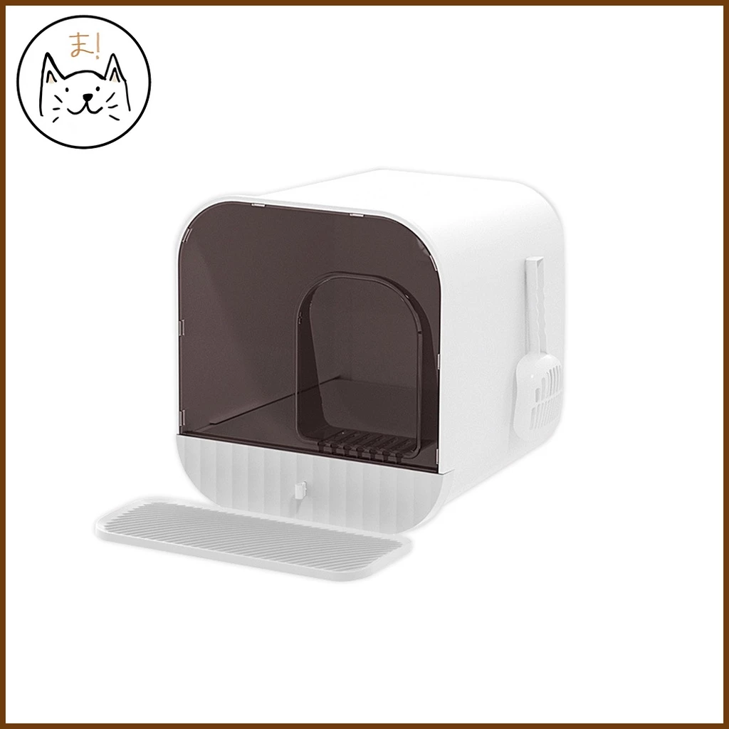KUMAま ห้องน้ำแมว Minimal Design ห้องน้ำใหญ่ แบบลิ้นชัก เก็บกลิ่น มินิมอลสไตล์ พร้อม แผ่นดักทราย & ที่ตักทรายแมว ในเซ็ท ภาพที่ 2