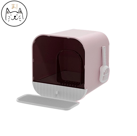 KUMAま ห้องน้ำแมว Minimal Design ห้องน้ำใหญ่ แบบลิ้นชัก เก็บกลิ่น มินิมอลสไตล์ พร้อม แผ่นดักทราย & ที่ตักทรายแมว ในเซ็ท ภาพที่ 4