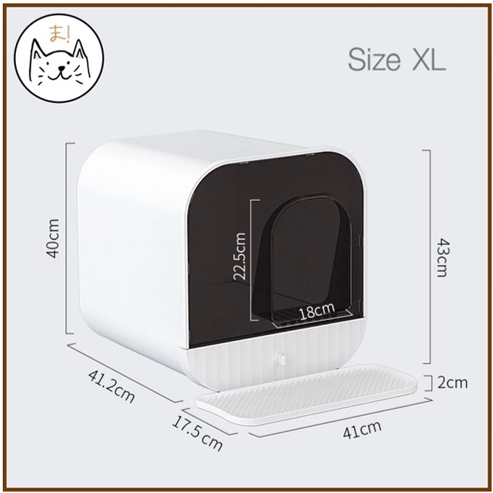 KUMAま ห้องน้ำแมว Minimal Design ห้องน้ำใหญ่ แบบลิ้นชัก เก็บกลิ่น มินิมอลสไตล์ พร้อม แผ่นดักทราย & ที่ตักทรายแมว ในเซ็ท ภาพที่ 5