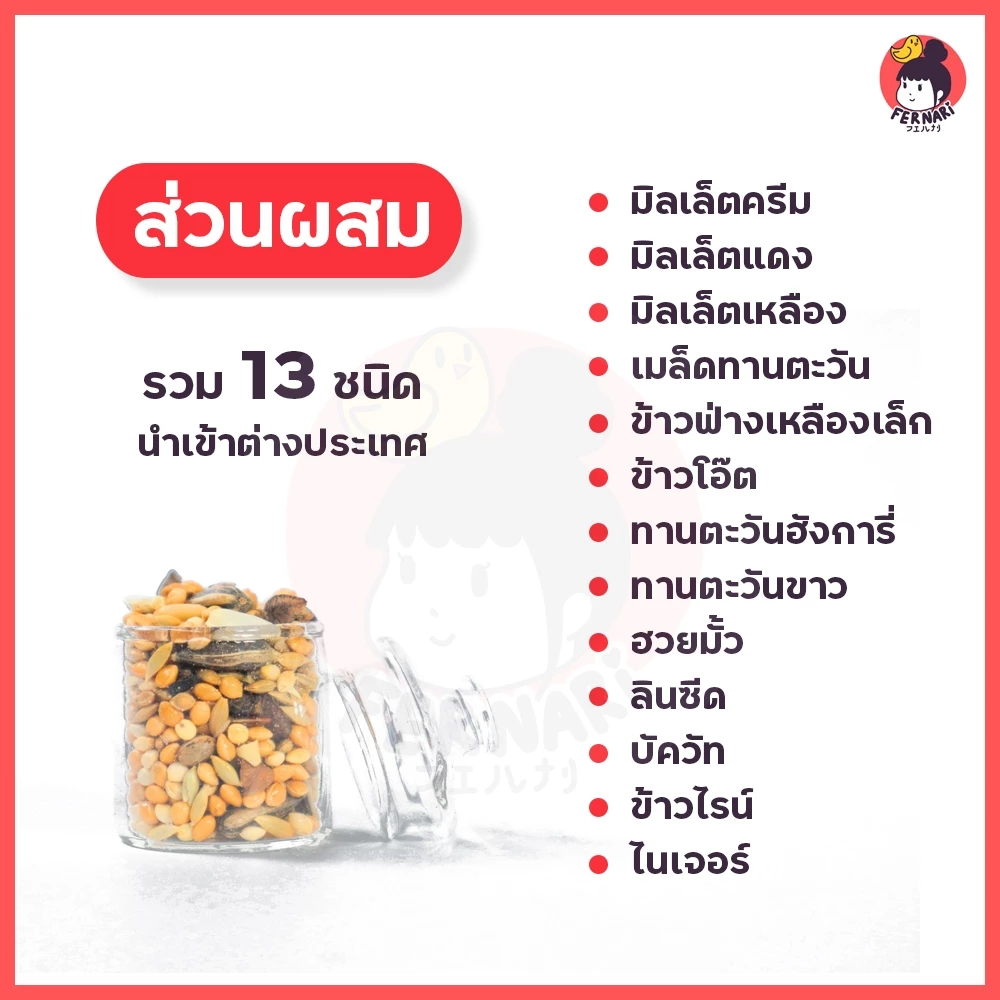 ธัญพืชรวม 13 ชนิด อาหารนกแก้ว อาหารนกธัญพืช ปริมาณ 500 gอาหารนก อาหารนกและอาหารเสริม นกแก้ว สัตว์ ภาพที่ 4
