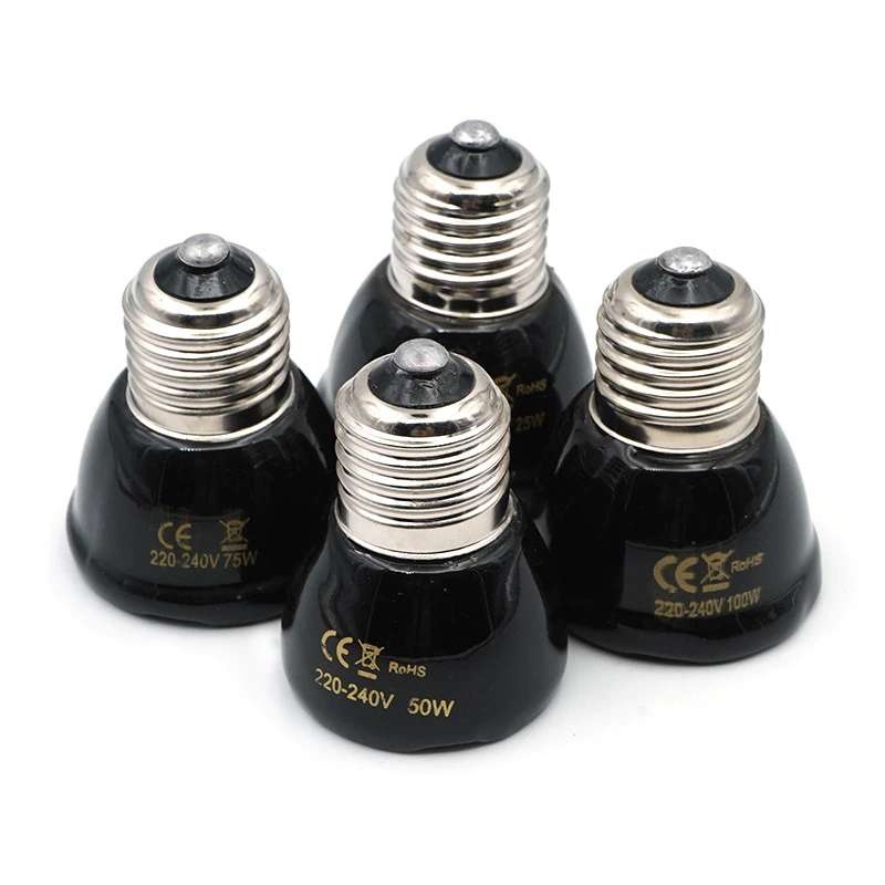 หลอดไฟเซรามิค หลอดไฟขั้ว E27 สีดำ หลอดไฟให้ความร้อน ไฟให้ความร้อน​สำหรับเต่าบกสัตว์เลื้อยคลานกกลูกนก ภาพที่ 2